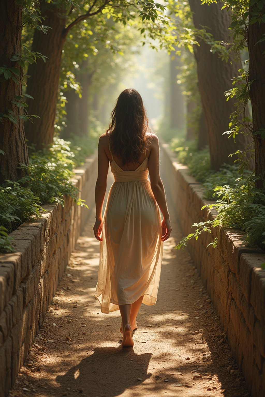 woman in a labyrinth or walking a sacred path