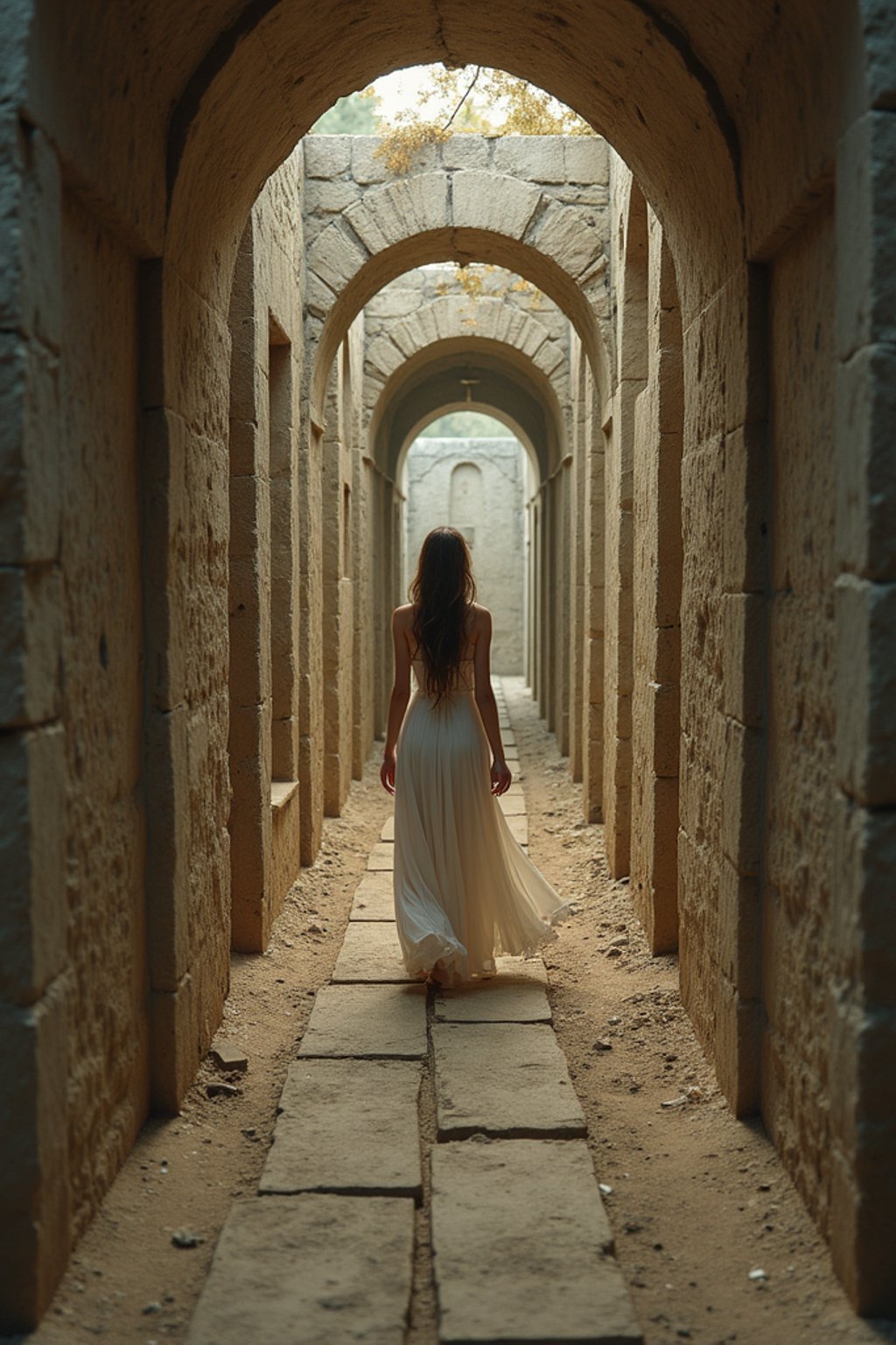 woman in a labyrinth or walking a sacred path