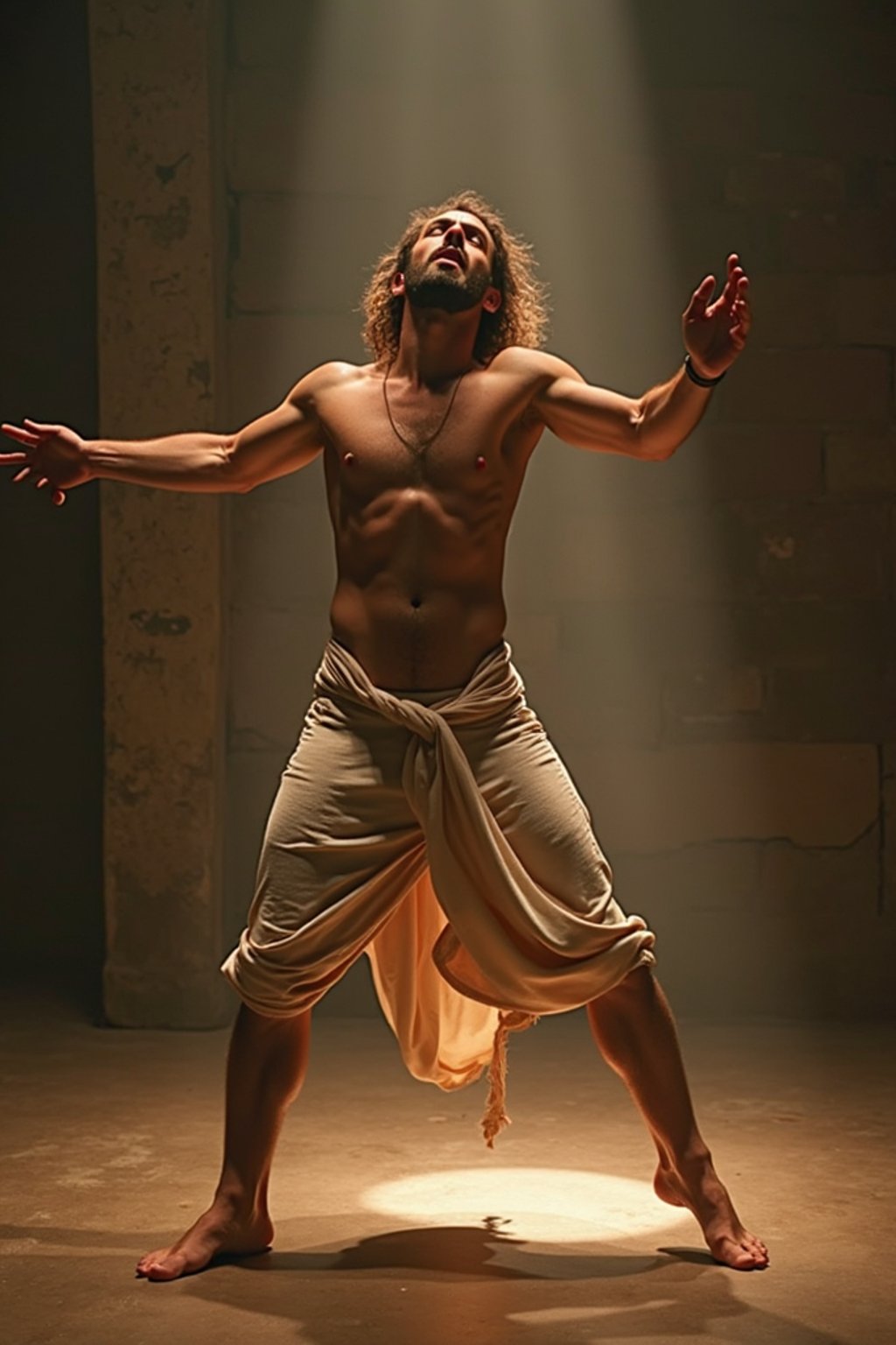 man performing a sacred dance or movement