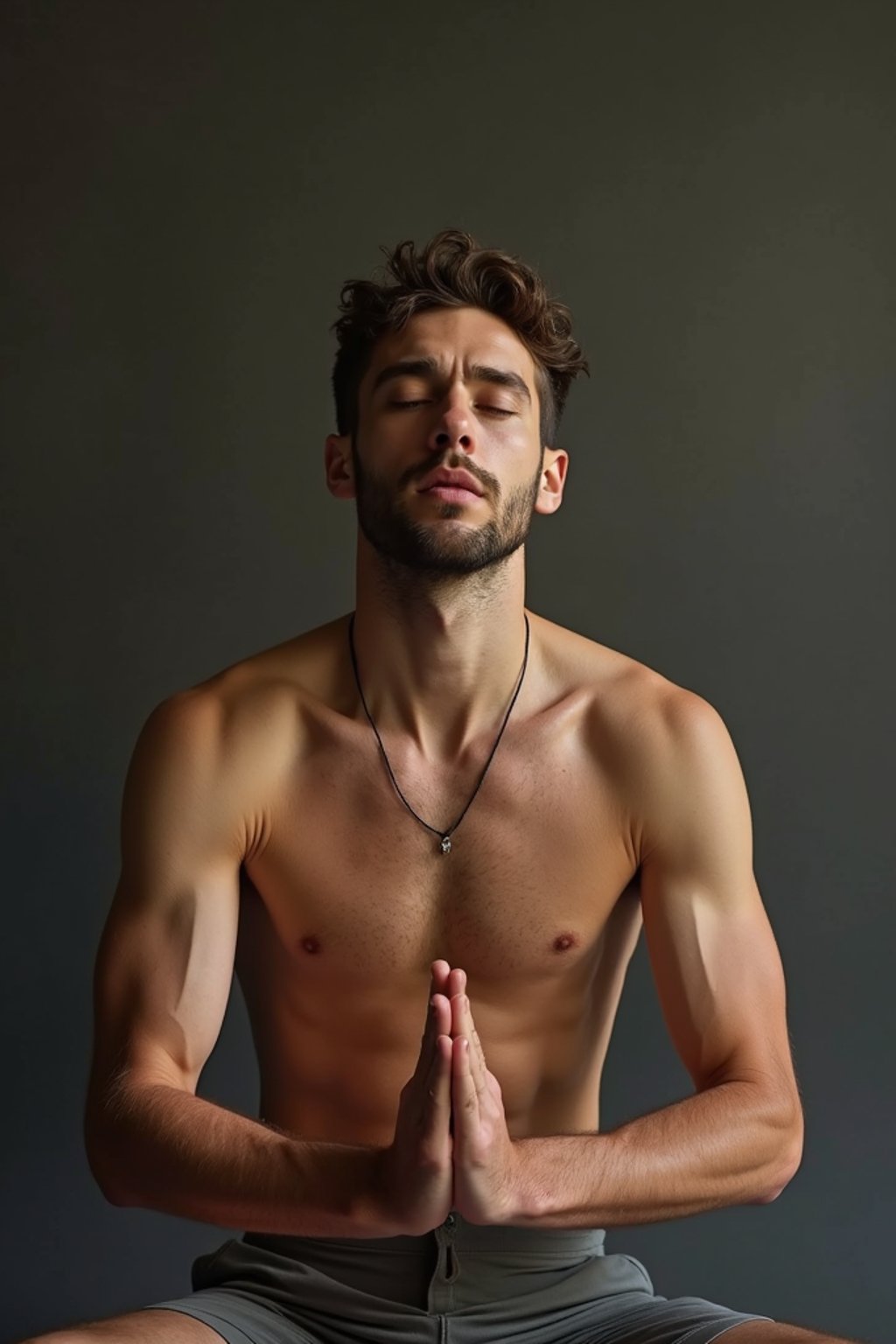 man practicing breathwork or pranayama