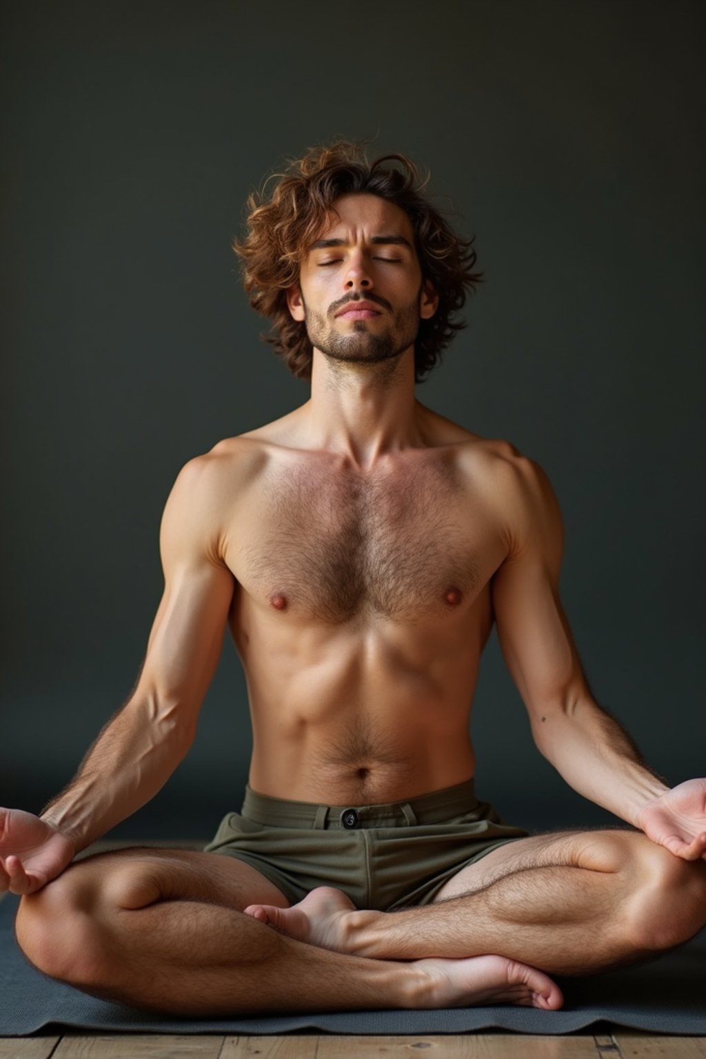 man practicing breathwork or pranayama