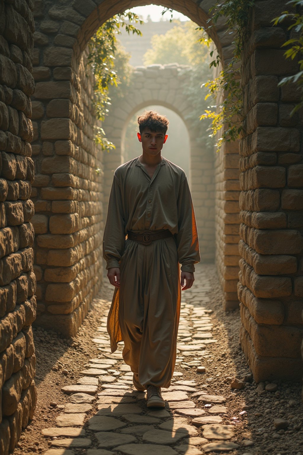 man in a labyrinth or walking a sacred path