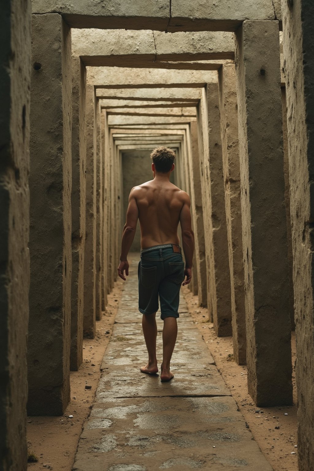 man in a labyrinth or walking a sacred path