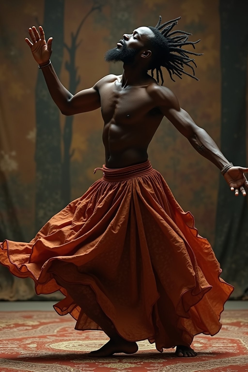 man performing a sacred dance or movement