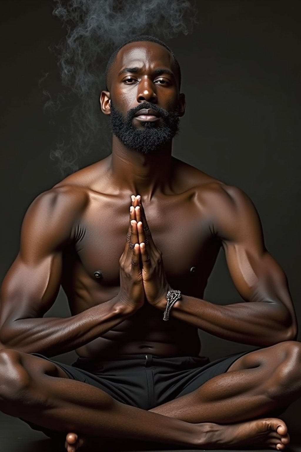 man practicing breathwork or pranayama