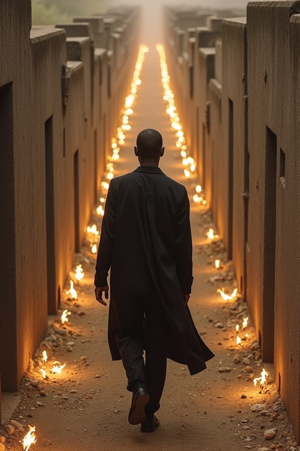 man in a labyrinth or walking a sacred path