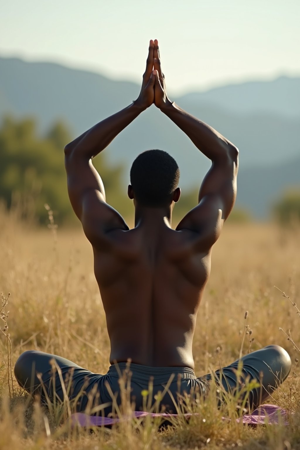 man practicing yoga in a beautiful natural setting