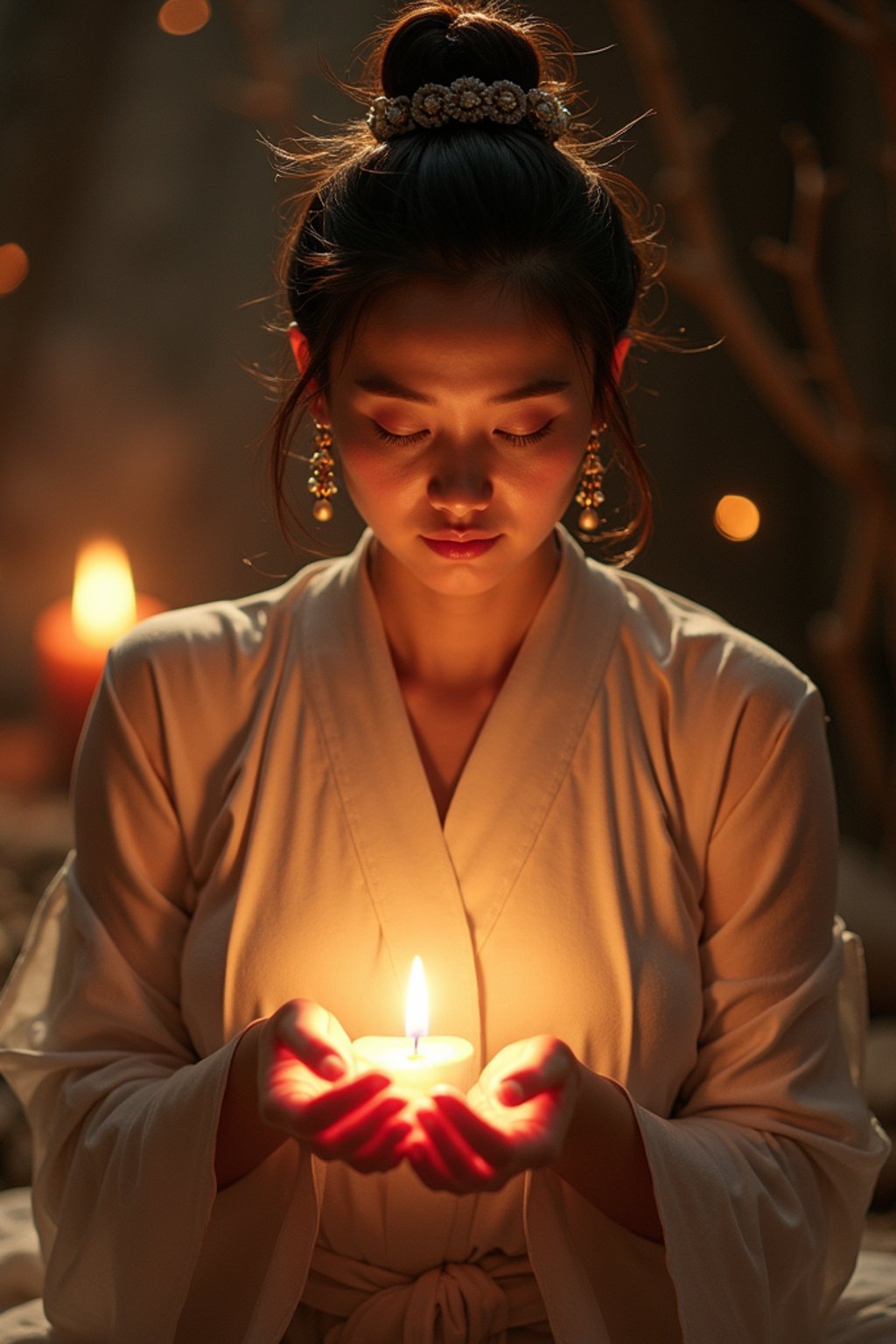 woman receiving energy healing in a healing circle