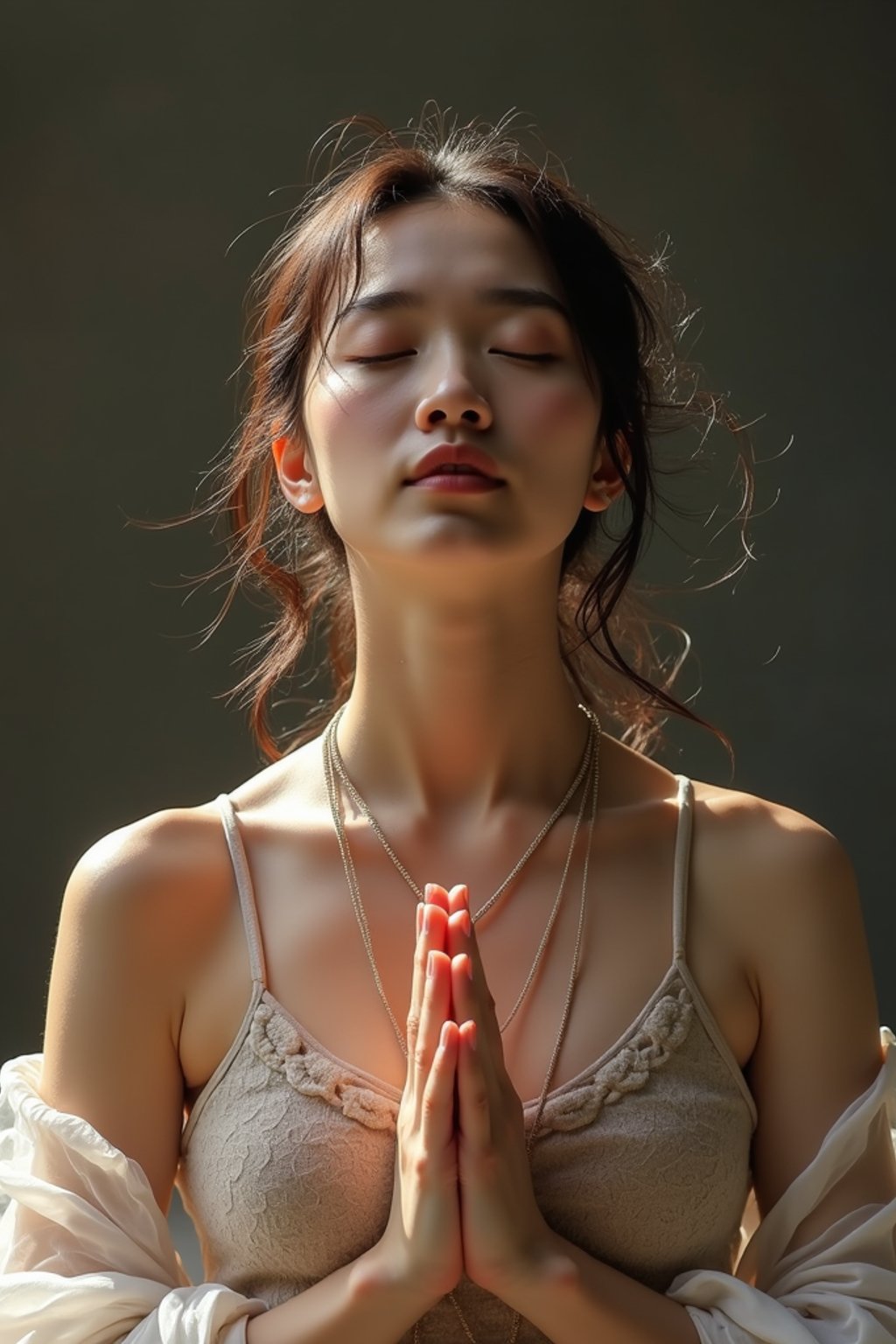 woman practicing breathwork or pranayama