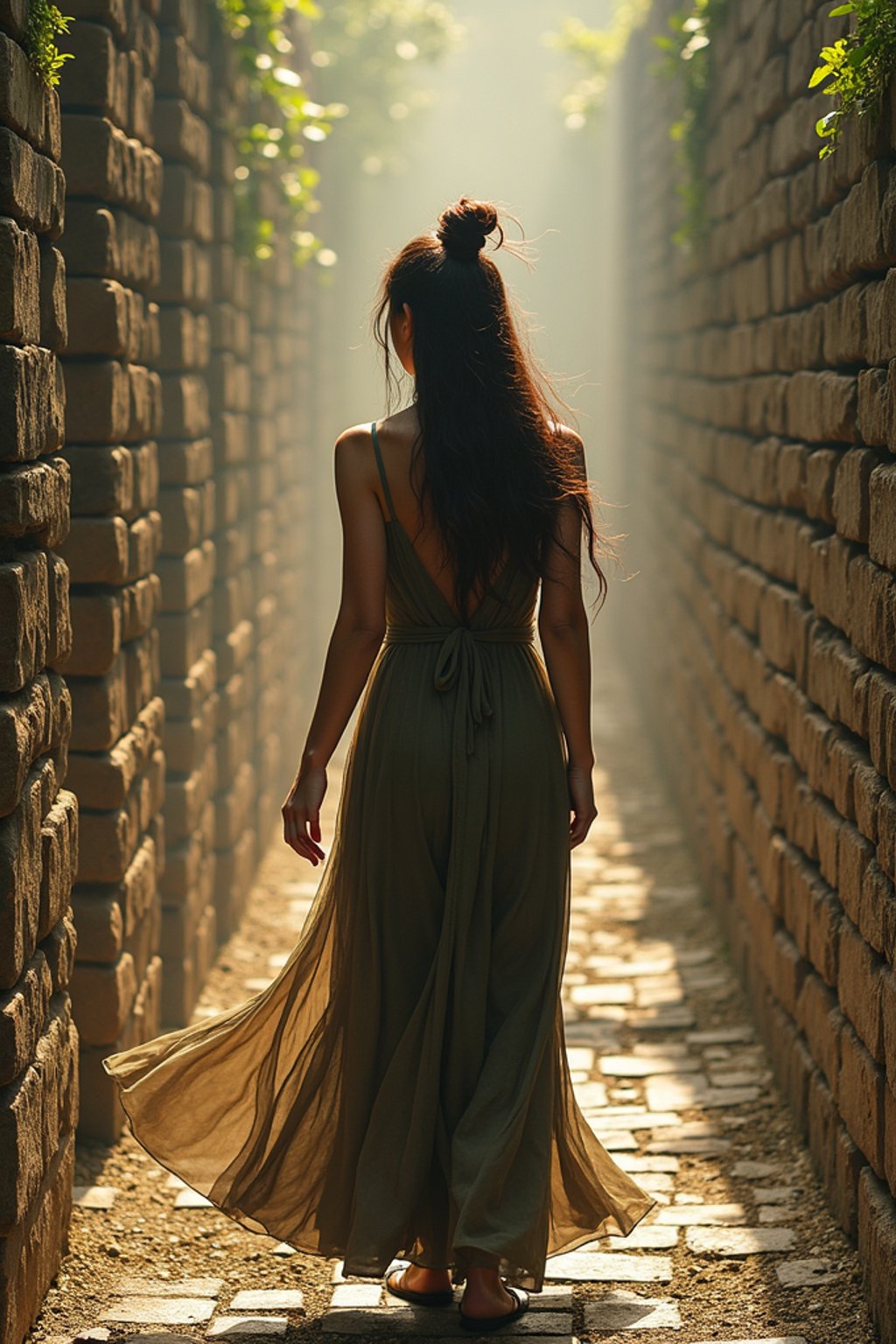 woman in a labyrinth or walking a sacred path