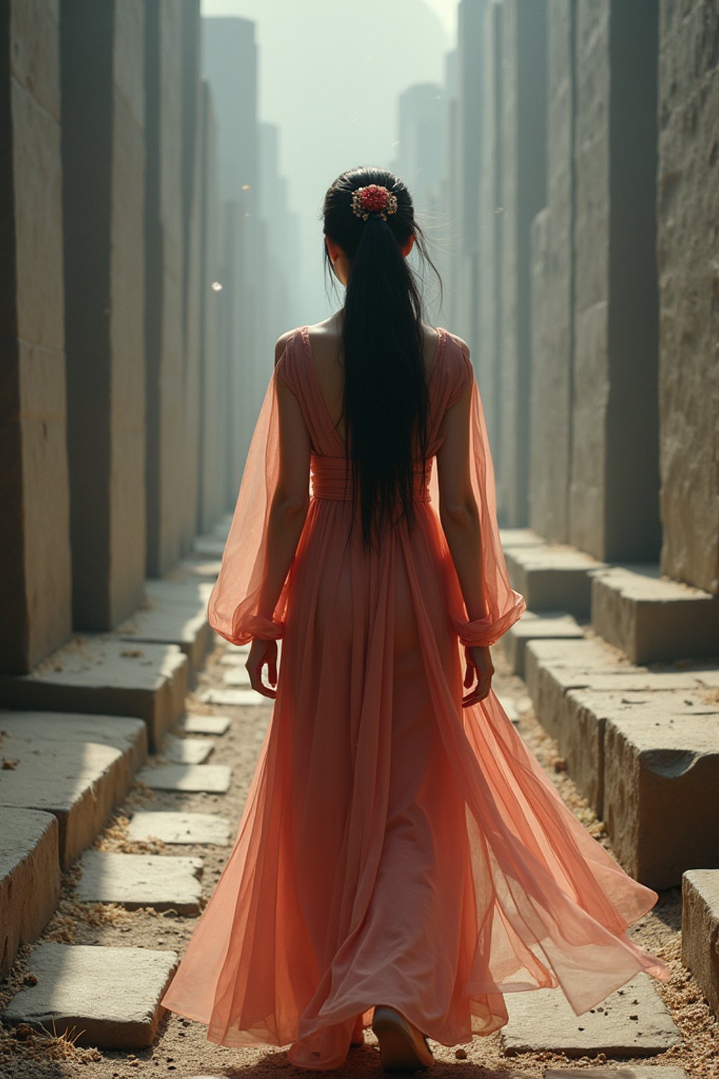 woman in a labyrinth or walking a sacred path