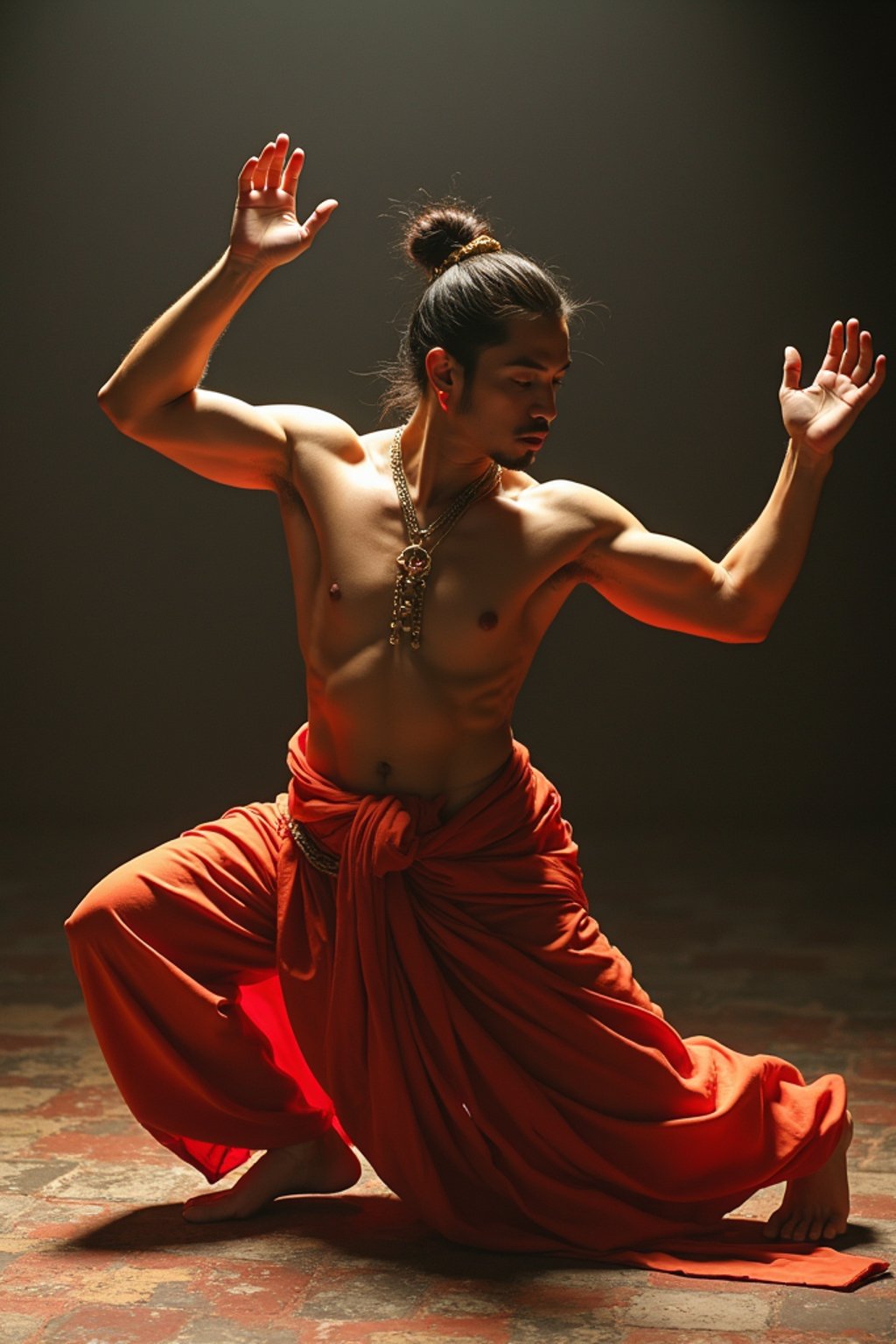 man performing a sacred dance or movement