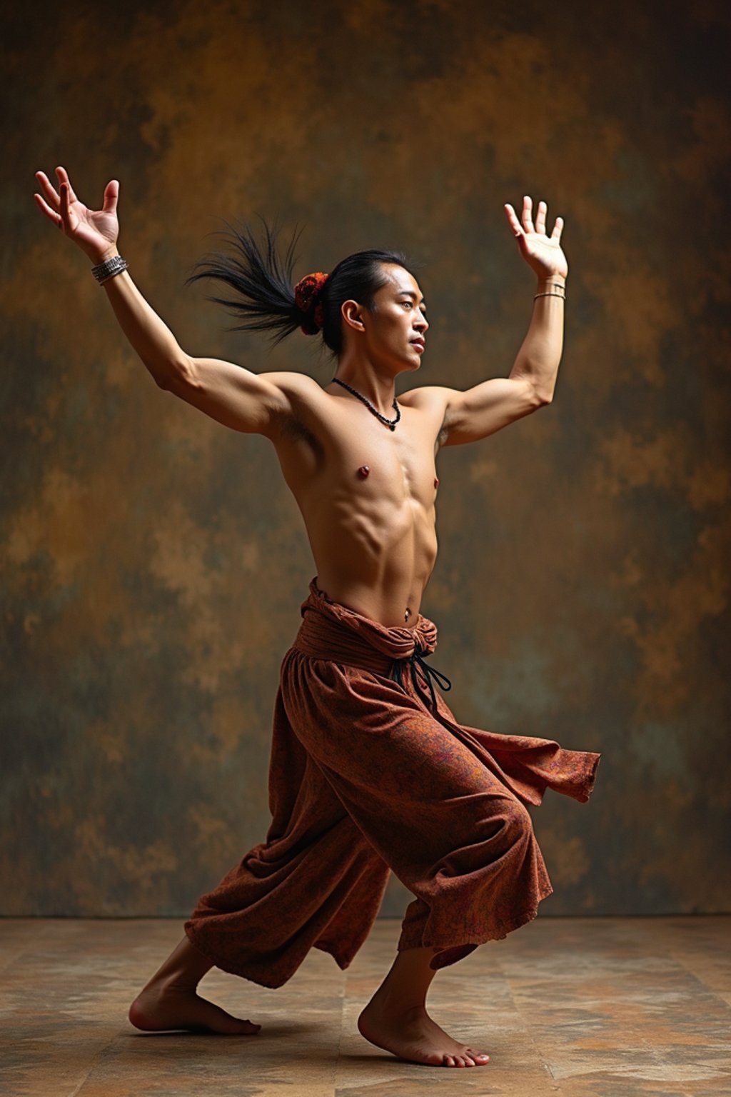 man performing a sacred dance or movement