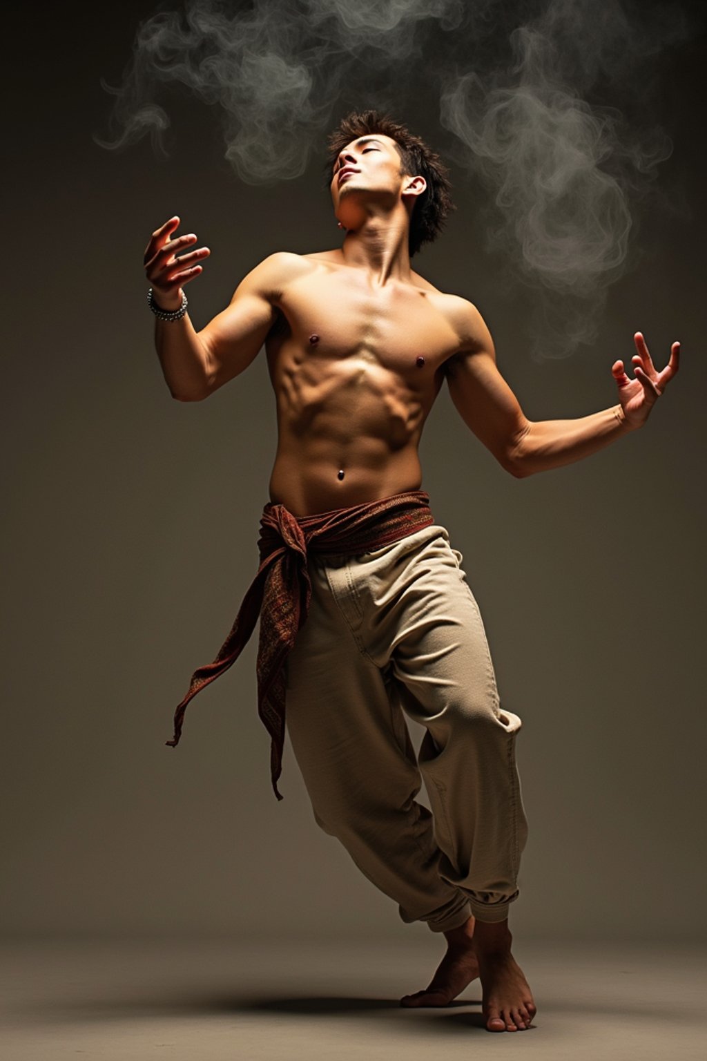 man performing a sacred dance or movement