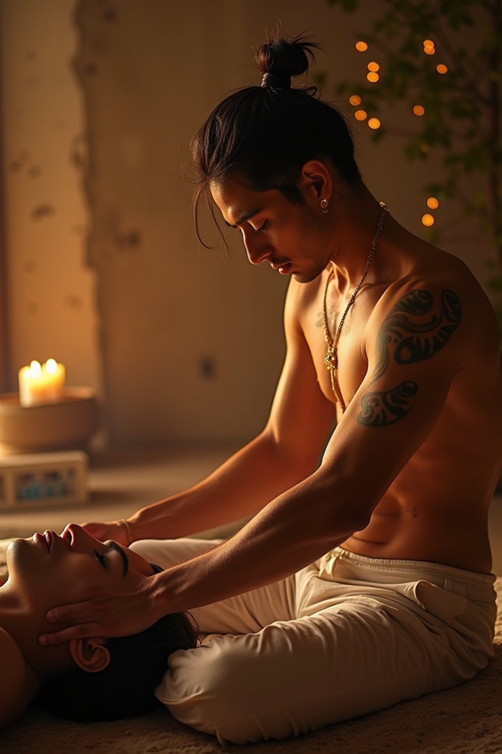 man receiving energy healing in a healing circle