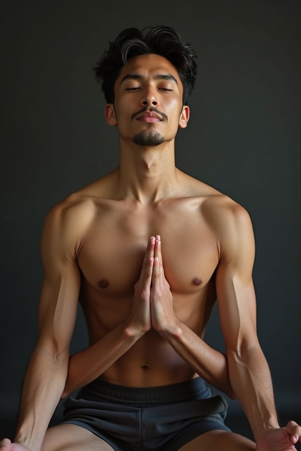 man practicing breathwork or pranayama