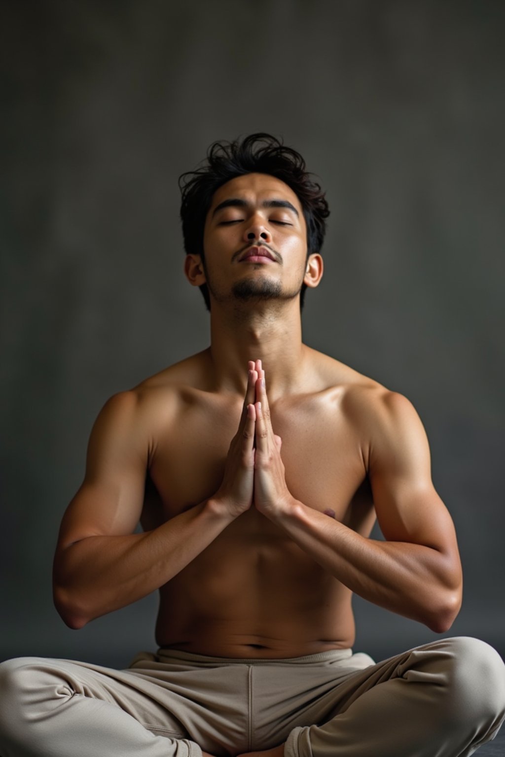 man practicing breathwork or pranayama