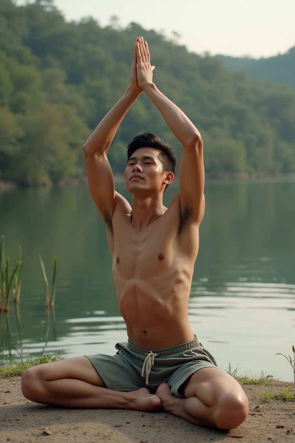 man practicing yoga in a beautiful natural setting