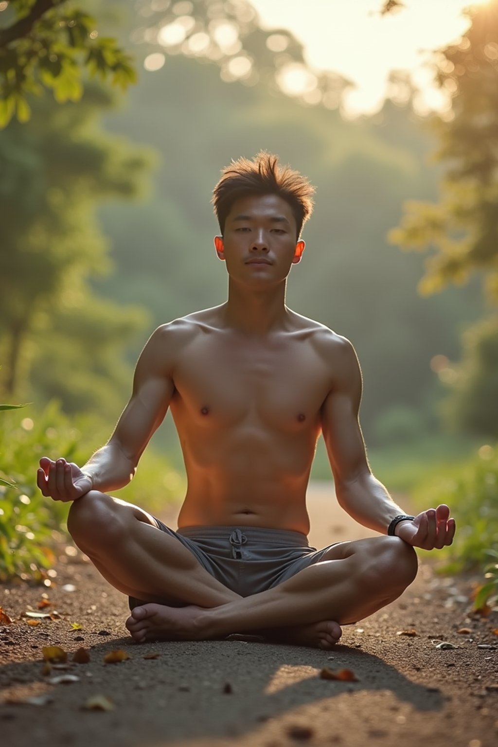 man practicing yoga in a beautiful natural setting