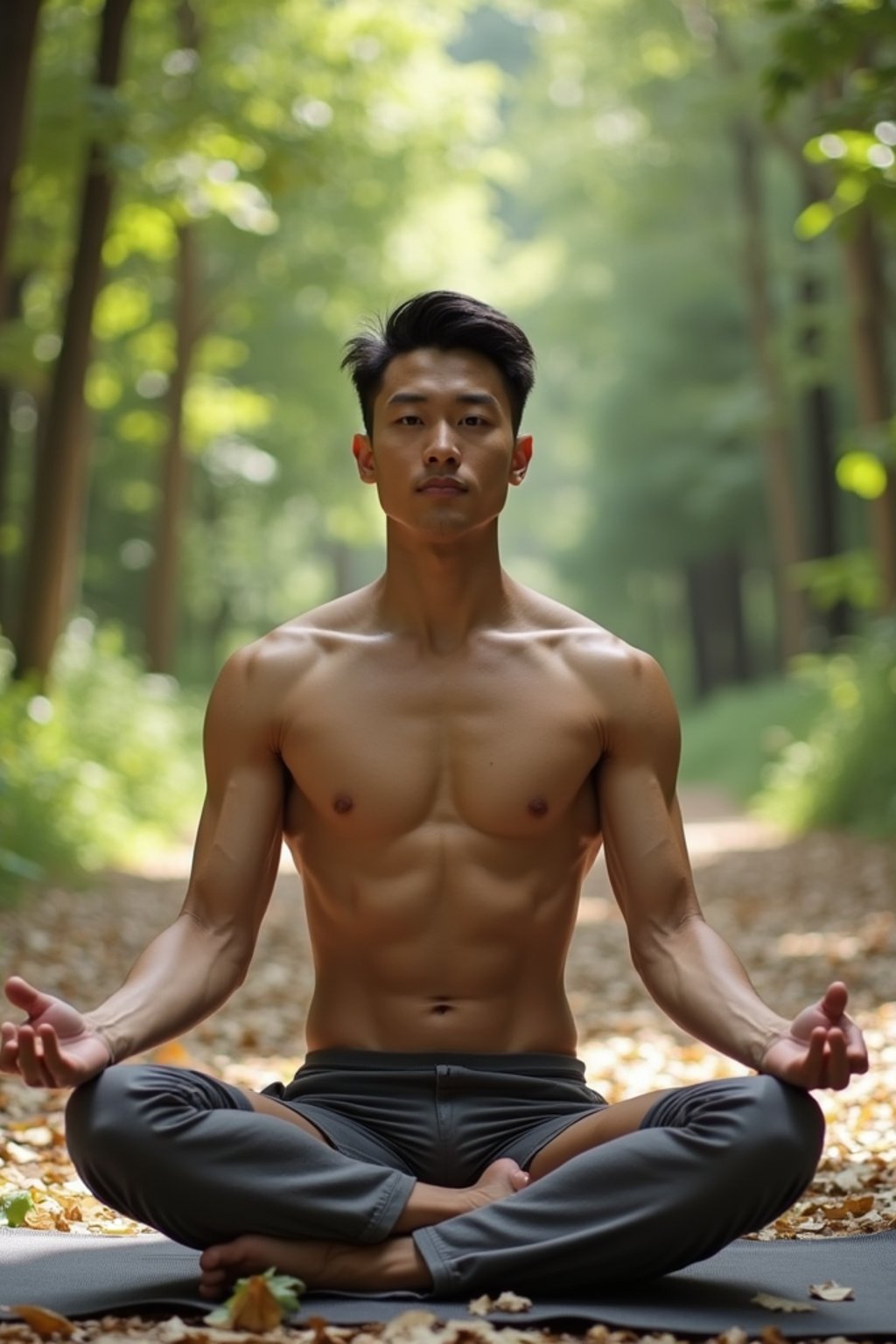 man practicing yoga in a beautiful natural setting