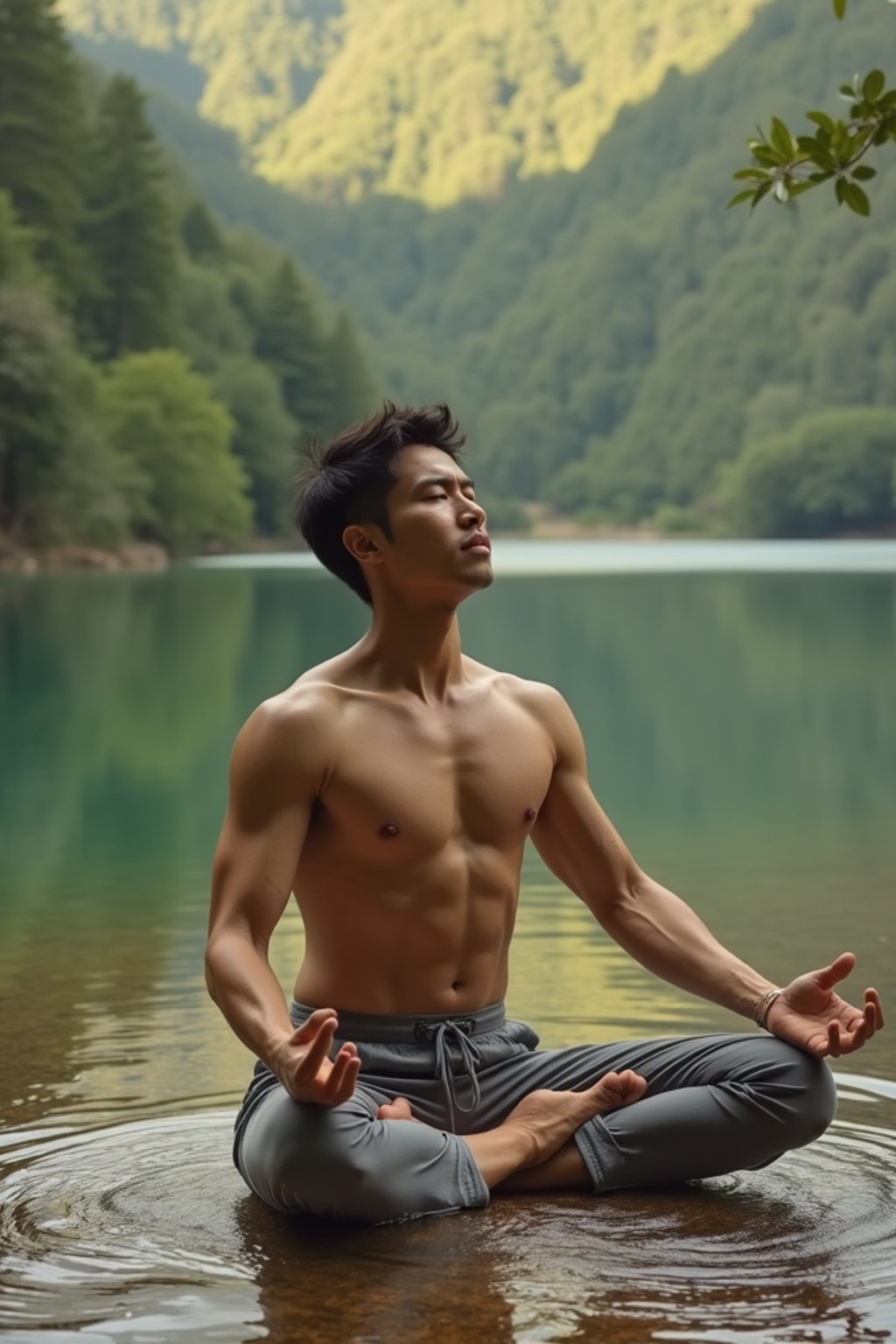 man practicing yoga in a beautiful natural setting