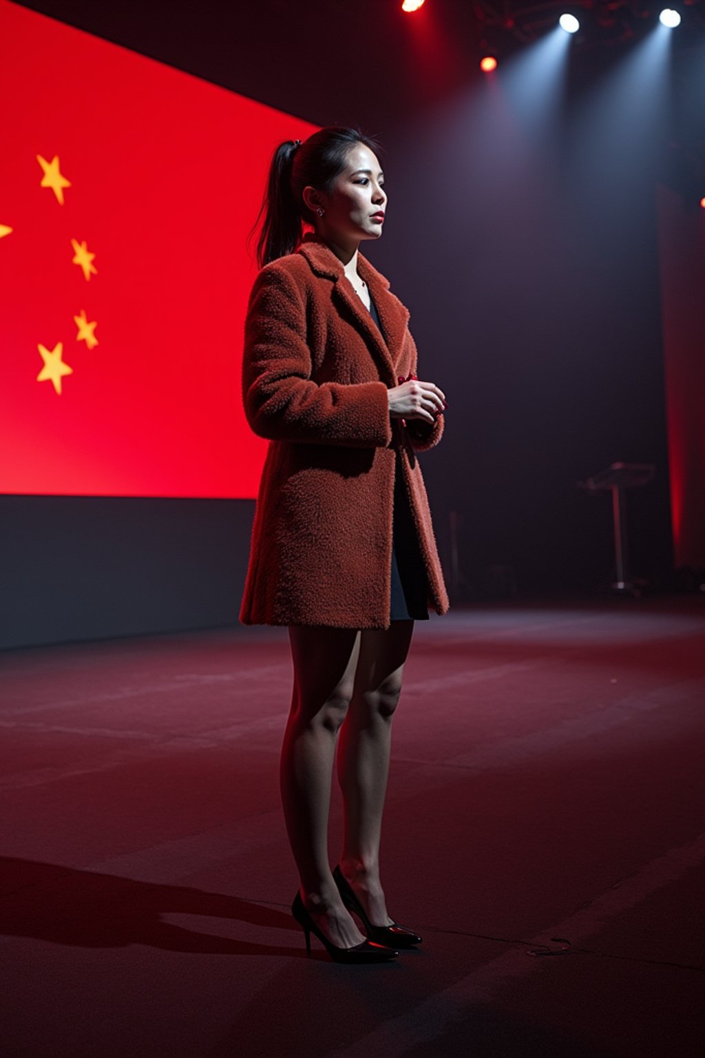 woman as a conference keynote speaker standing on stage at a conference