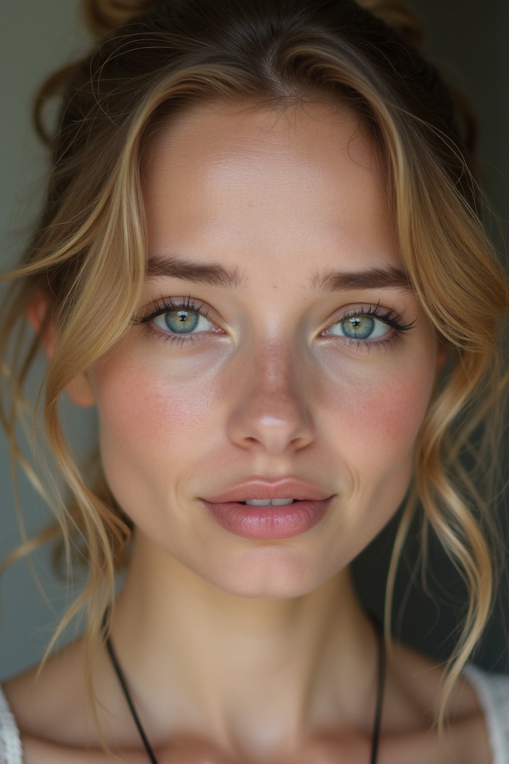 close up of woman without makeup. no makeup look.