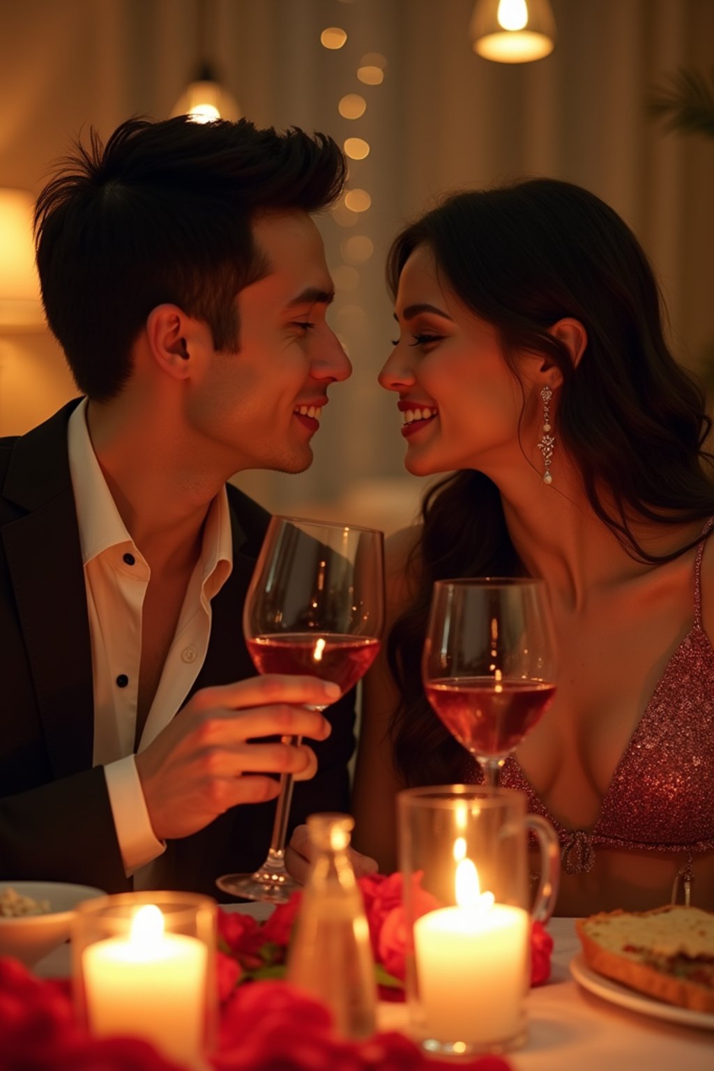 man celebrating Valentine's Day with romantic dinner