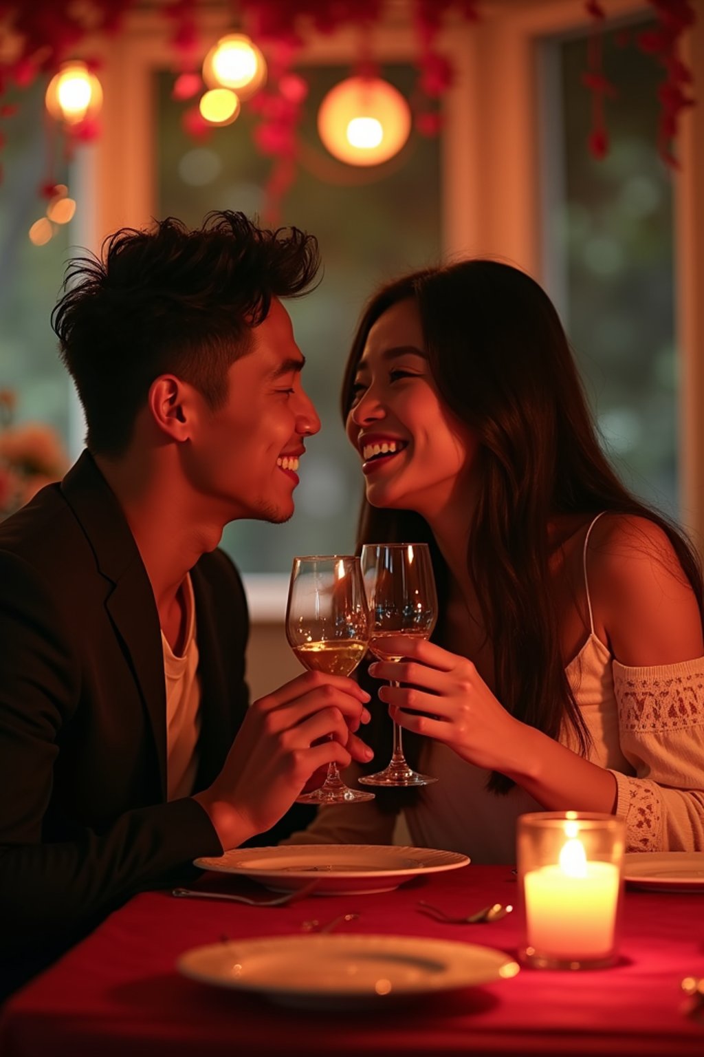 man celebrating Valentine's Day with romantic dinner