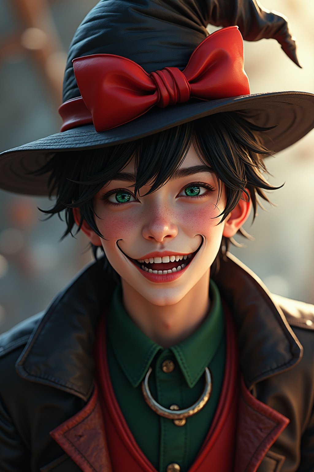 man as the personification of the Halloween holiday in the form of man with a villain's smile, (cute)cute hats, cute cheeks, unreal engine, highly detailed, artgerm digital illustration, woo tooth, studio ghibli, deviantart, sharp focus, artstation, by Alexei Vinogradov bakery, sweets, emerald eyes