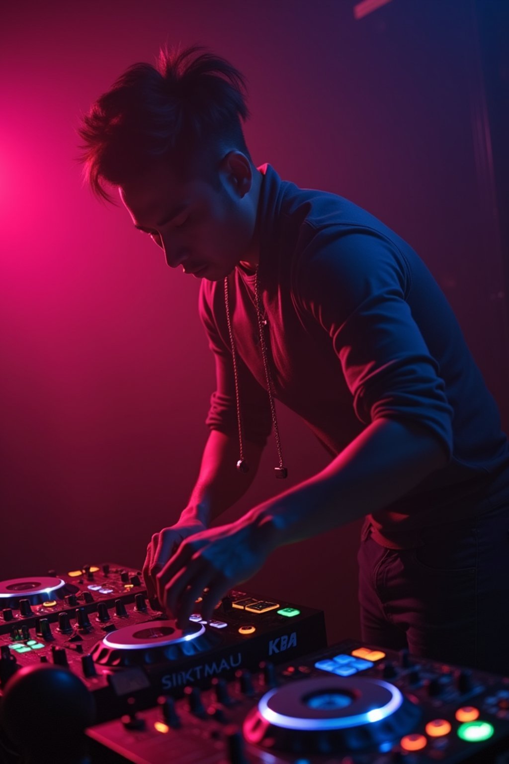 man as DJ dj-ing in the club