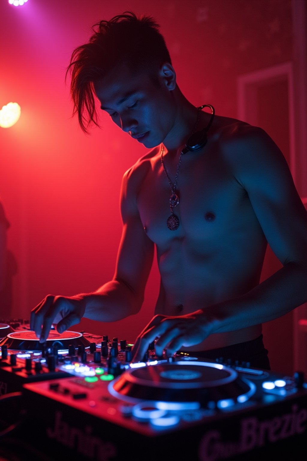 man as DJ dj-ing in the club