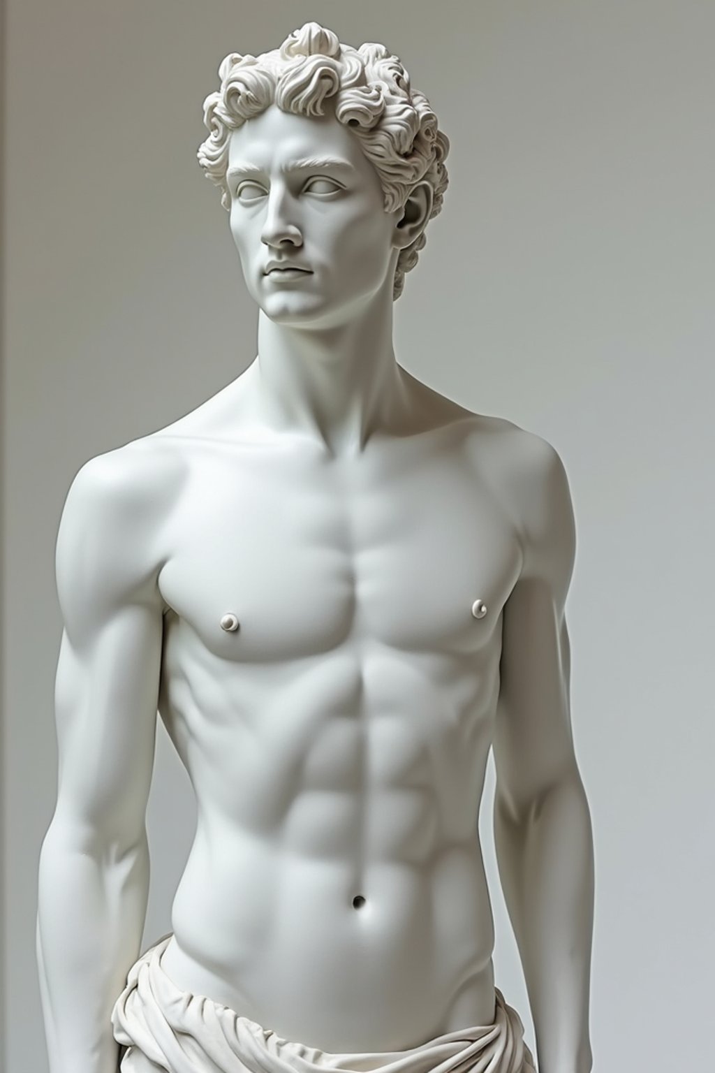 man as White Marble classical Greek Marble Sculpture. white. no colors