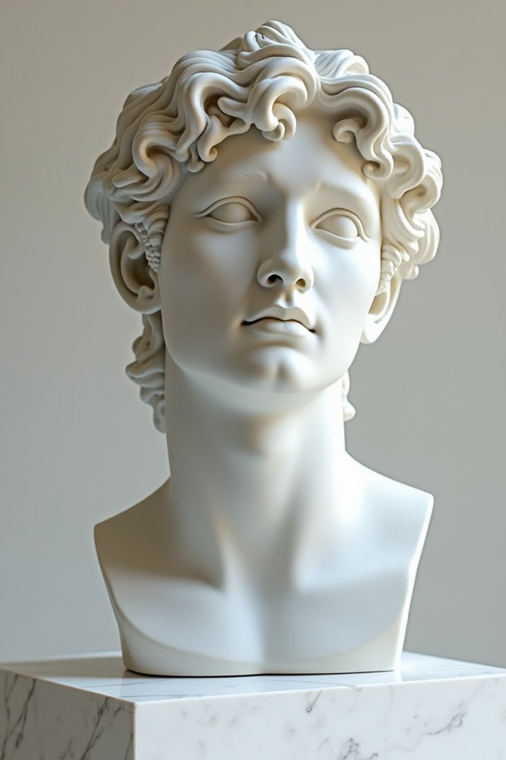 man as White Marble classical Greek Marble Sculpture. white. no colors