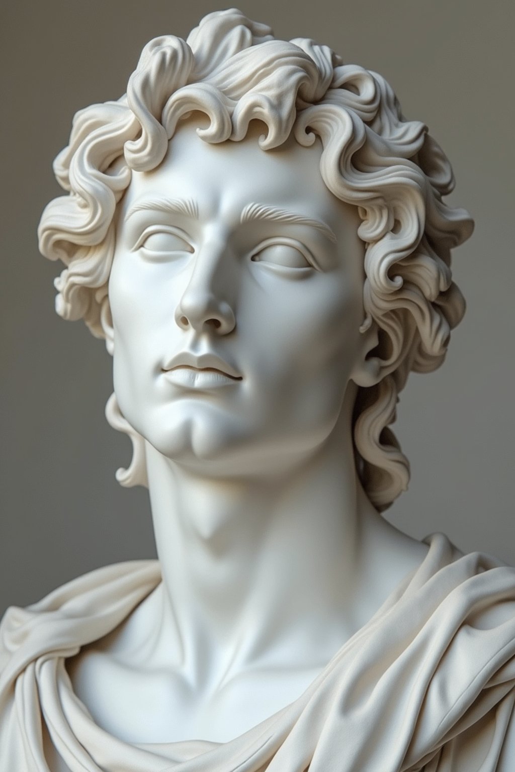 man as White Marble classical Greek Marble Sculpture. white. no colors