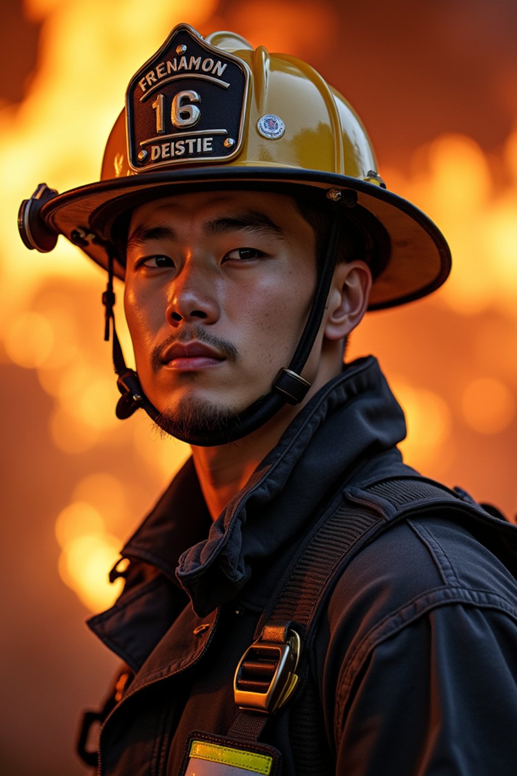 man as a Firefighter. highly detailed