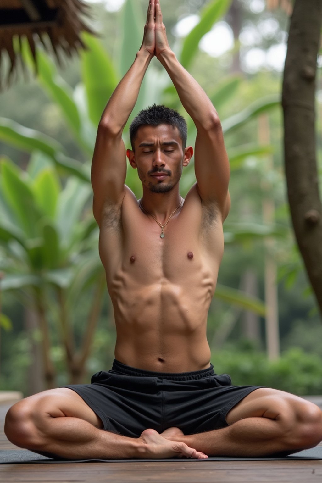 man doing Yoga at a Yoga Retreat in Bali