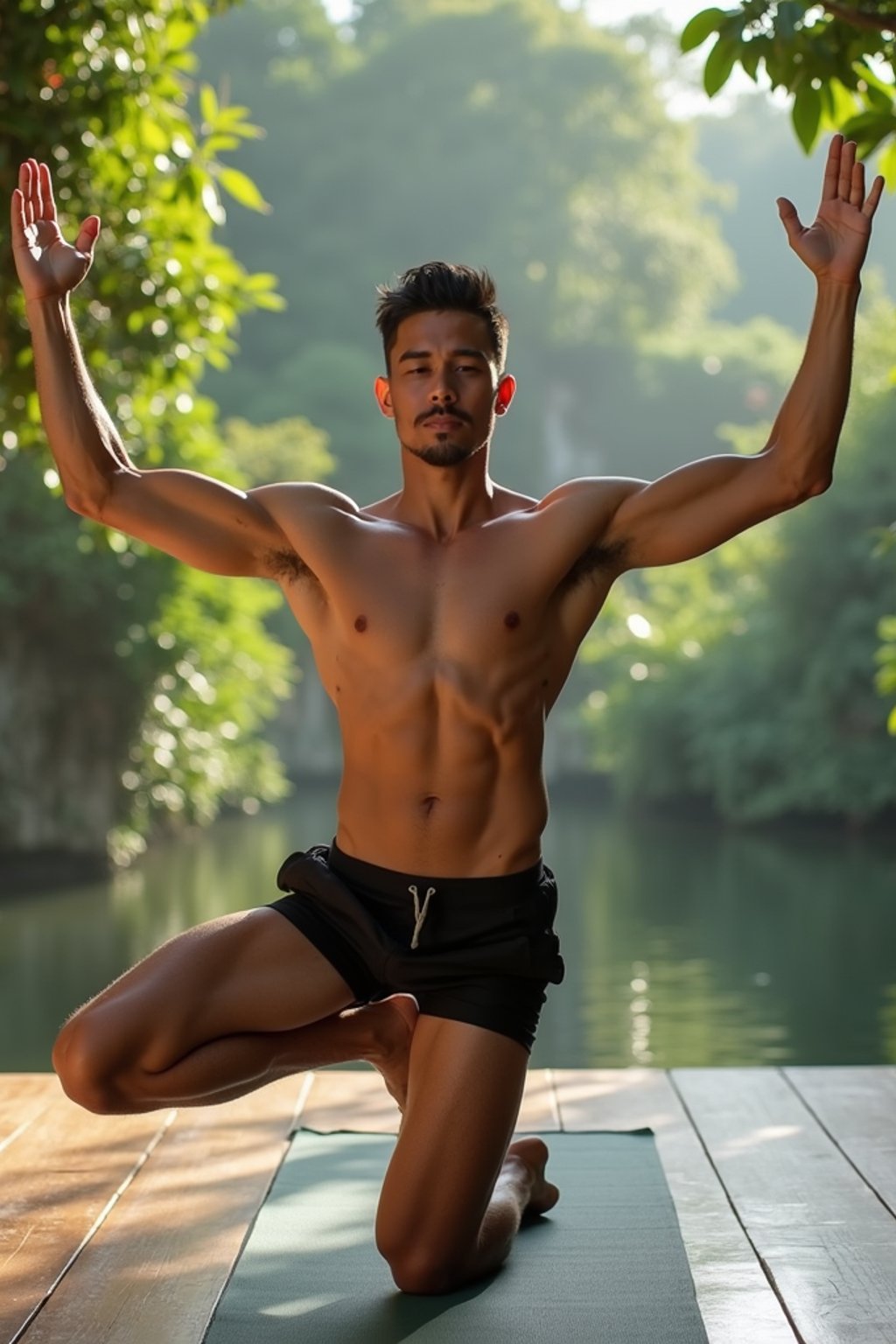 man doing Yoga at a Yoga Retreat in Bali