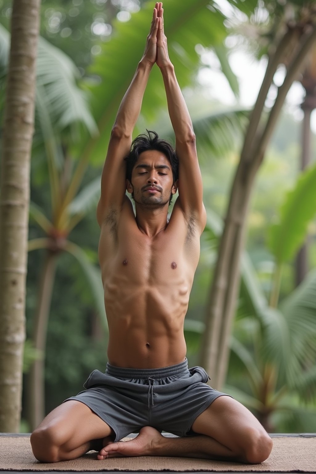 man doing Yoga at a Yoga Retreat in Bali