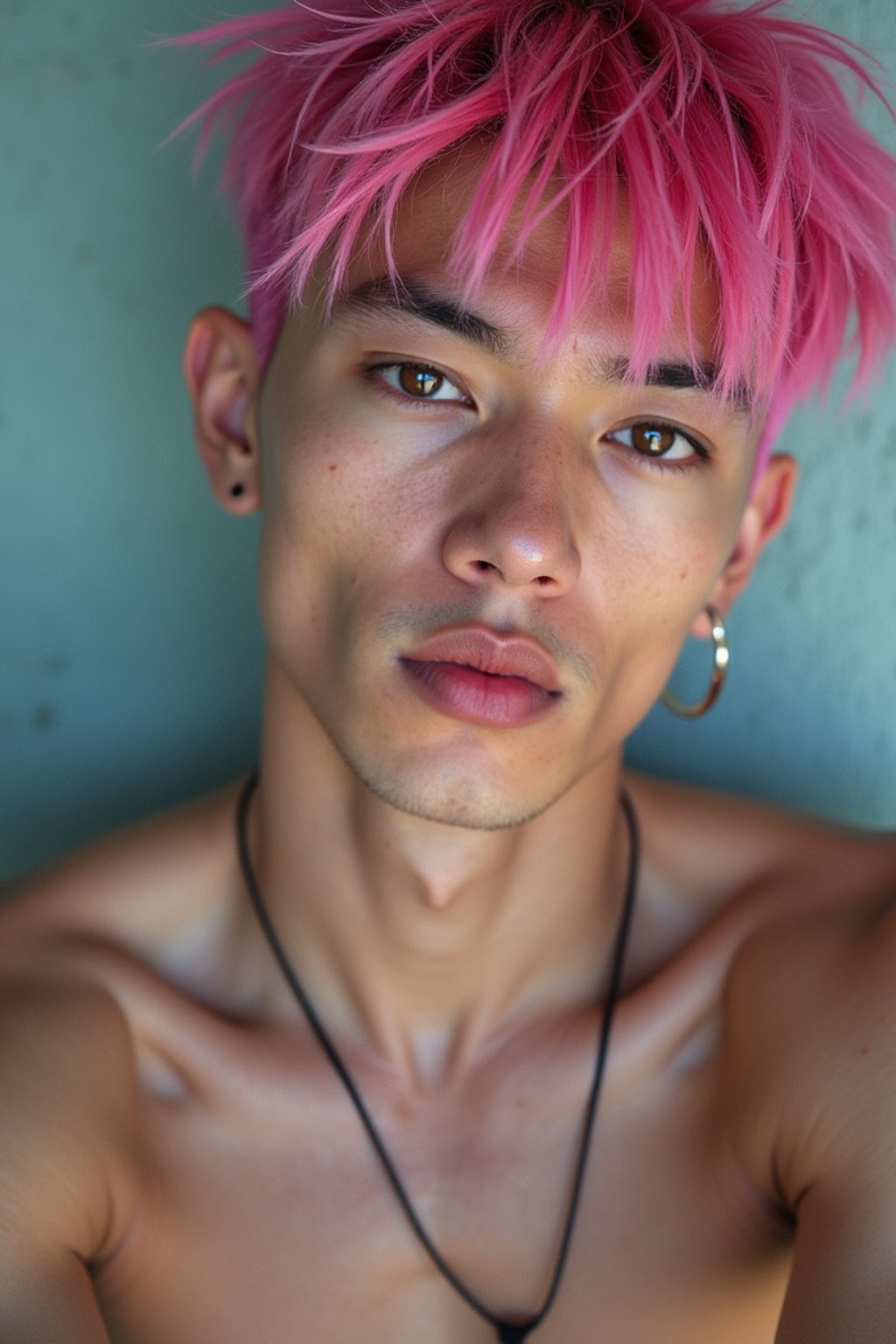 man as a progressive LGBTQ activist feminist with pink or blue hair