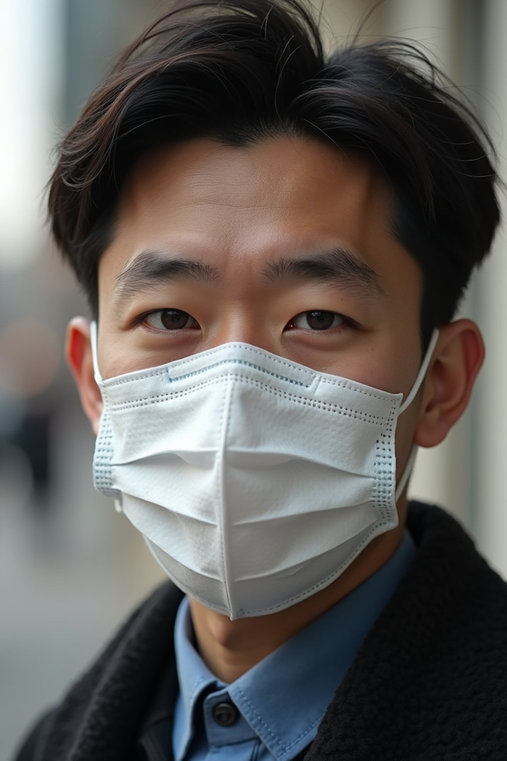 man wearing a Covid n95 mask in 2020. outside