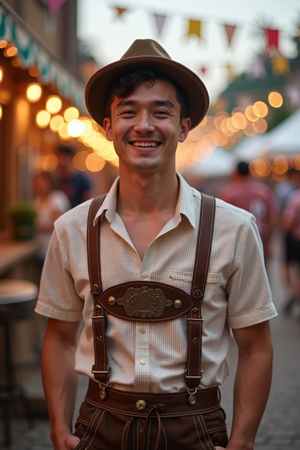 happy man in Lederhosen for Oktoberfest at Oktoberfest