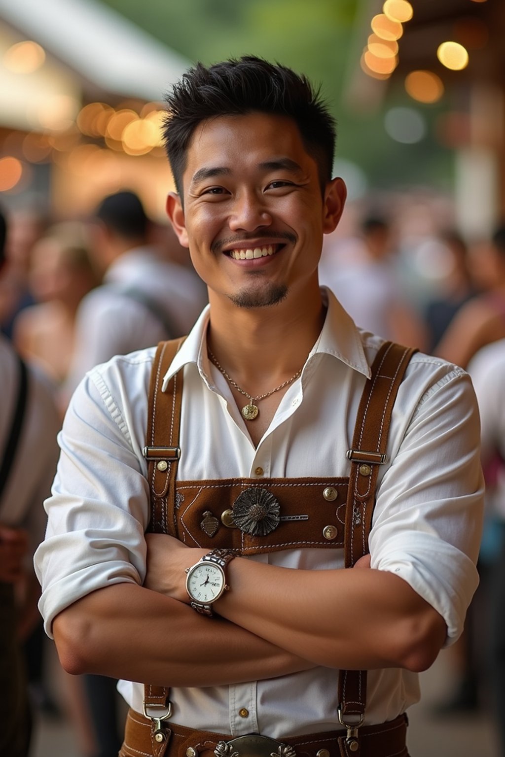 happy man in Lederhosen for Oktoberfest at Oktoberfest