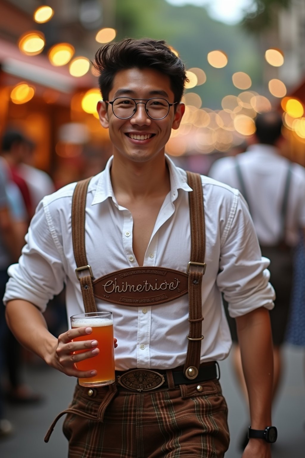 happy man in Lederhosen for Oktoberfest at Oktoberfest