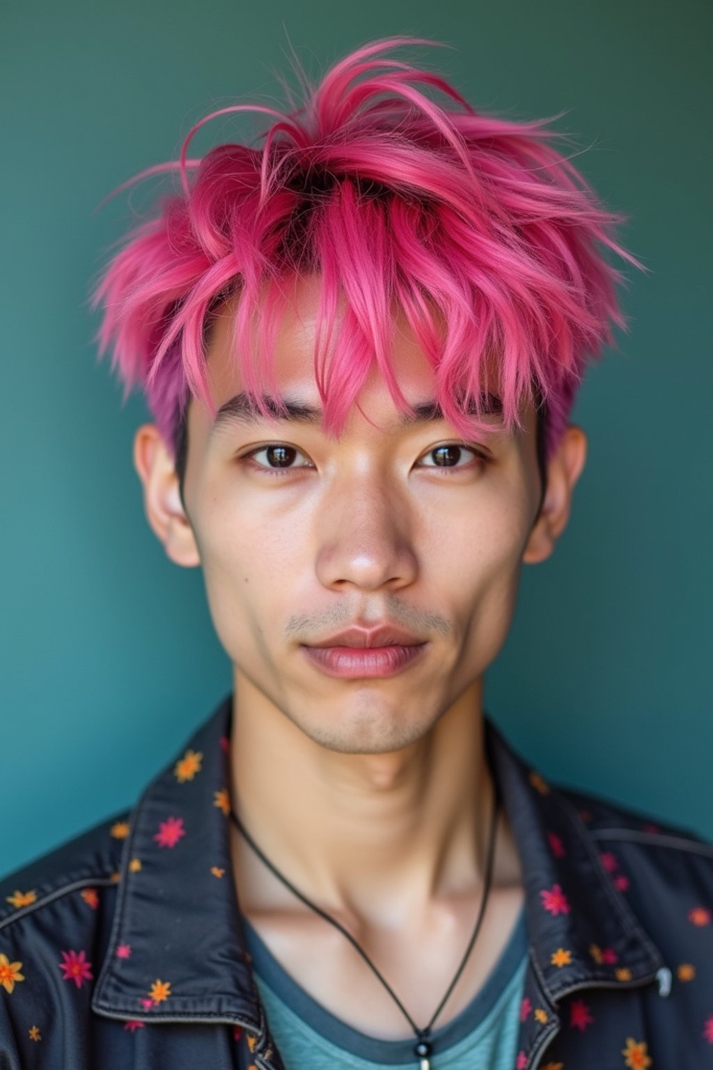 man as a progressive LGBTQ activist with pink or blue hair