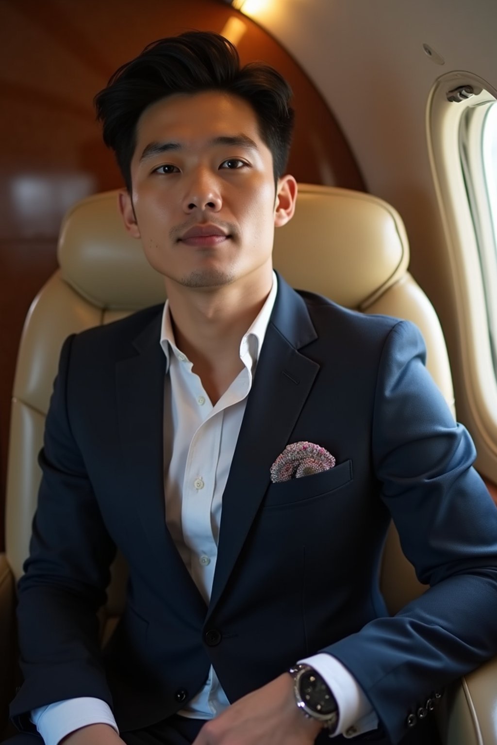 man seated in a Private Jet