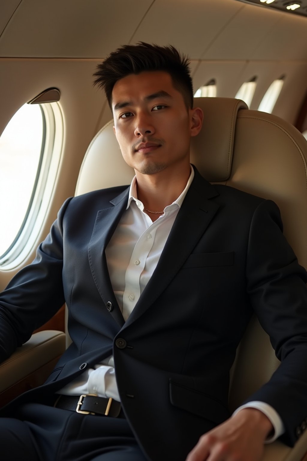 man seated in a Private Jet