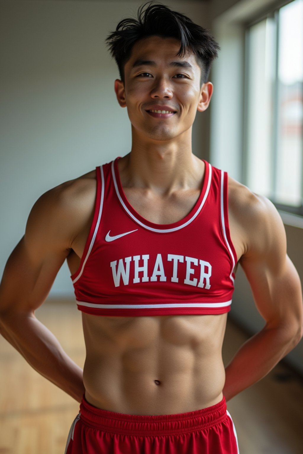 man as Cheerleader at college