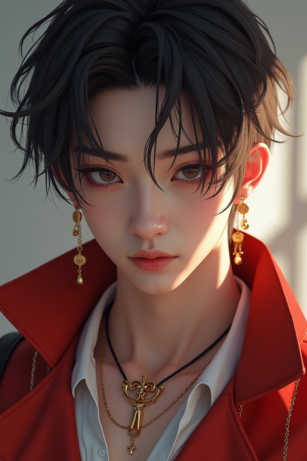 a male man  as a beautiful fashion charming dreamlike man with lv jewelry, character art, art by artgerm lau and wlop and and ilya kuvshinov and john singer sargent, hyperdetailed, 8 k realistic, symmetrical, frostbite 3 engine, cryengine, dof, trending on artstation, digital art