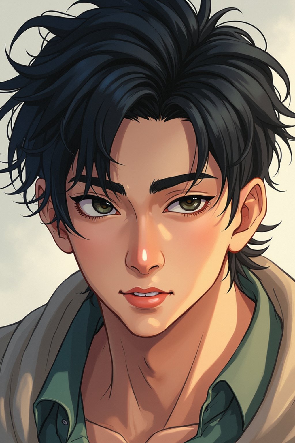 man as concept art of a Ghibli anime illustration | | anime anime anime anime anime anime, cute - fine - face, pretty face, realistic shaded perfect face, fine details in the style of Ghibli Studios. by stanley artgerm lau, wlop, rossdraws, james jean, andrei riabovitchev, marc simonetti, and sakimichan, trending on artstation